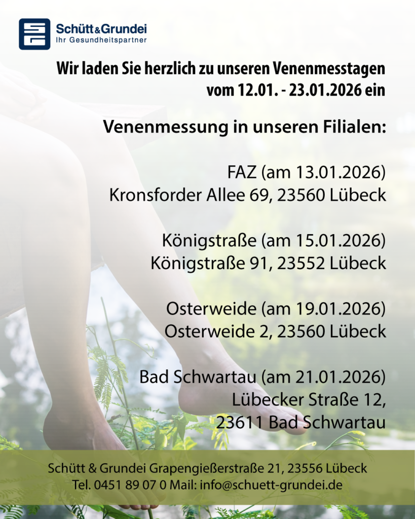 Venenmesstage Einladung mit Filialen und Daten